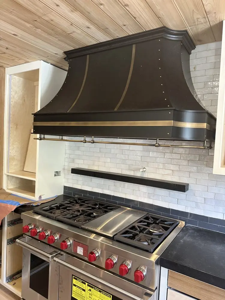 Black Custom Hood & Wolf Range installation in Dana Point