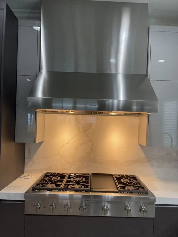Cooktop, Hood & Marble Slab installation in Newport Beach