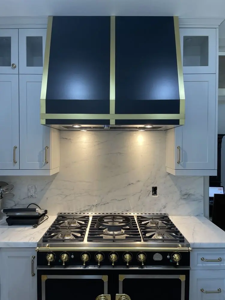 Custom Black & Gold Range Hood installation in Ladera Ranch