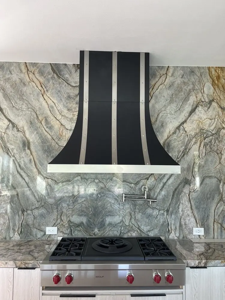 Custom Black & Steel Range Hood installation in Ladera Ranch