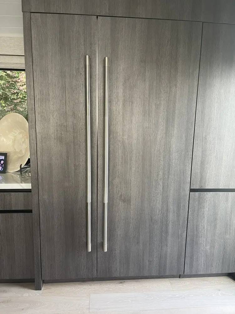 Dark Wood Integrated Refrigerator installation in Shady Canyon