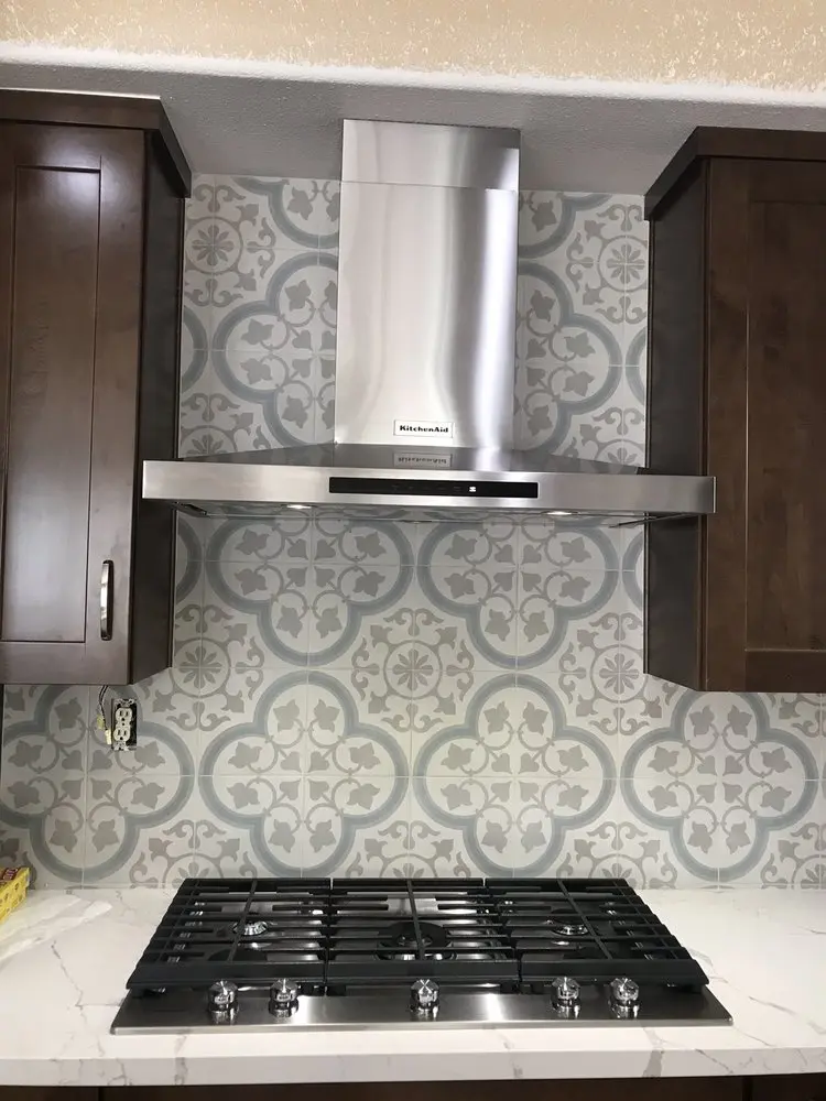 Hood & Geometric Tile Backsplash installation in Coto de Caza