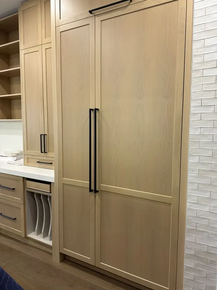 Integrated Oak Panel Refrigerator installation in San Juan Capistrano