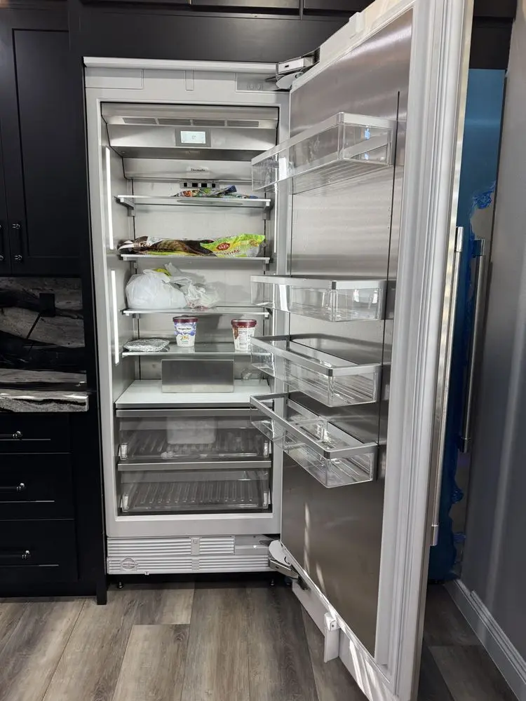 Integrated Refrigerator Column Interior installation in Newport Beach