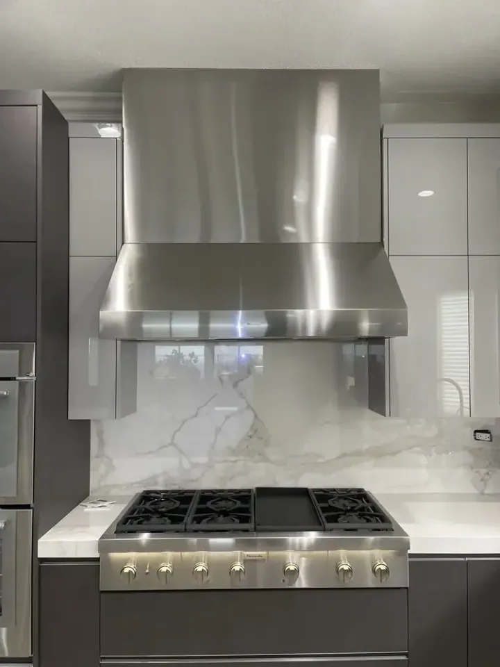 Wide Stainless Range Hood installation in Yorba Linda by Peerless Group