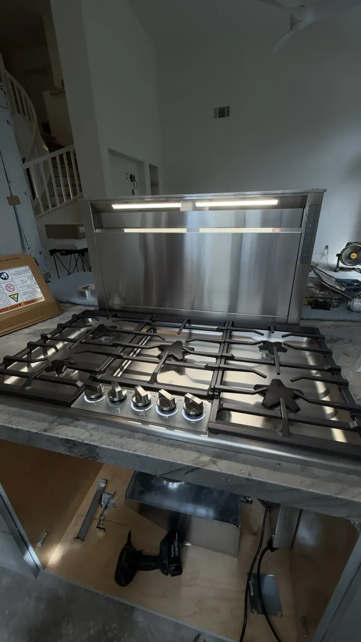 Thermador 36-Inch Cooktop & Downdraft installation in Irvine, CA by Peerless Group