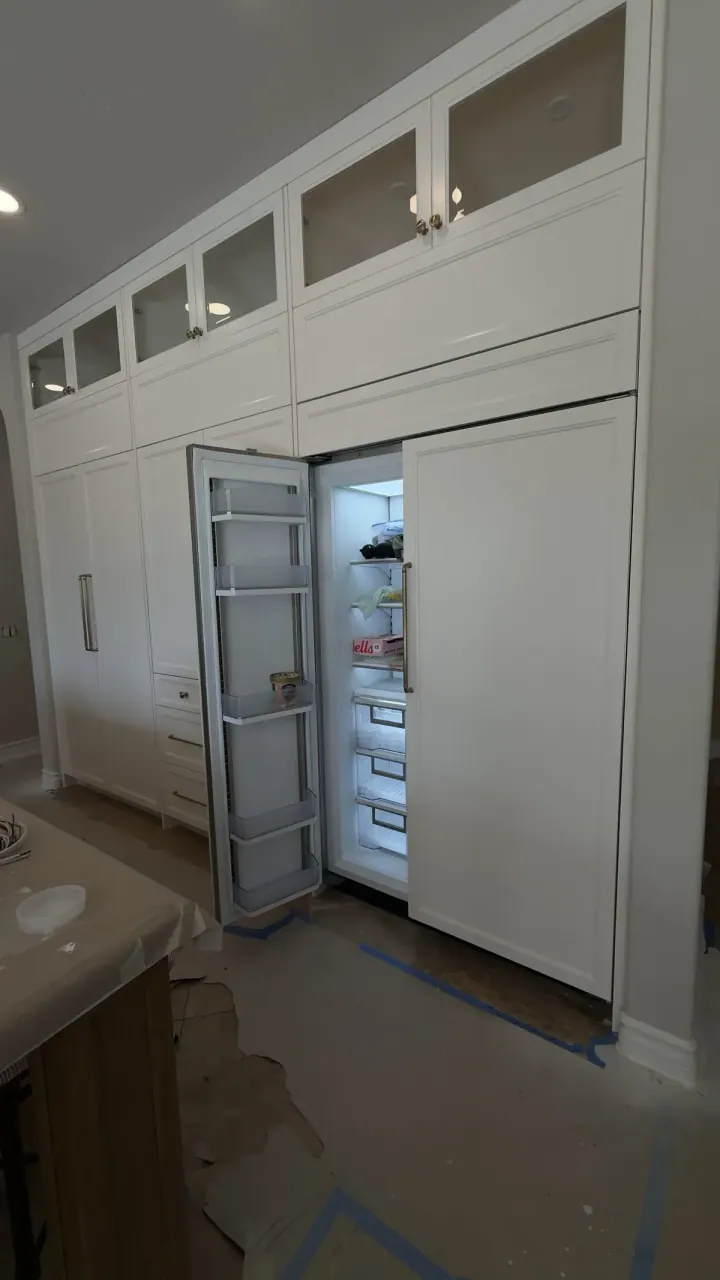 Sub-Zero 48-Inch Custom Wood Panel Fridge installation in Newport Coast, CA by Peerless Group