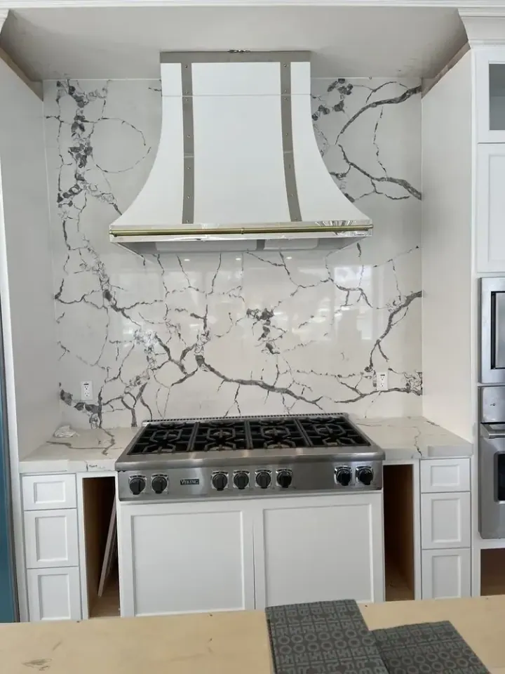 Viking 48″ Rangetop and Custom White Hood installation in Costa Mesa by Peerless Group