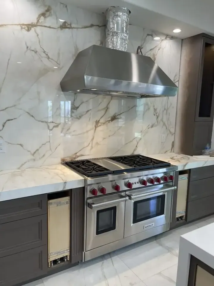 Wolf 48″ Range and Wolf Hood installation in Brea by Peerless Group