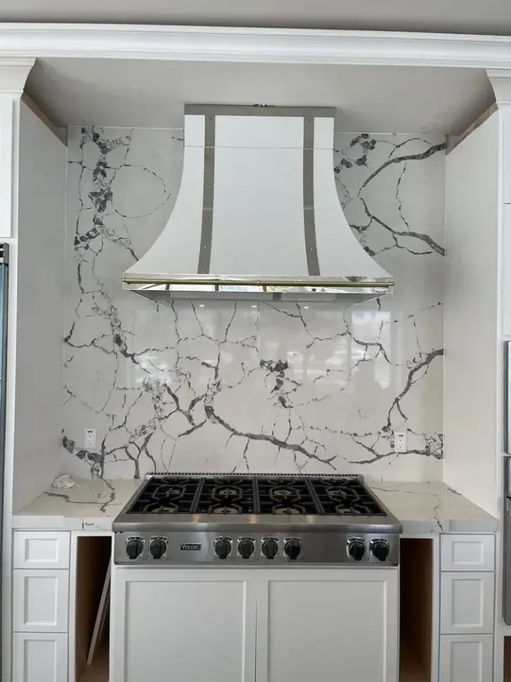 Custom White & Stainless Hood installation in Westminster by Peerless Group
