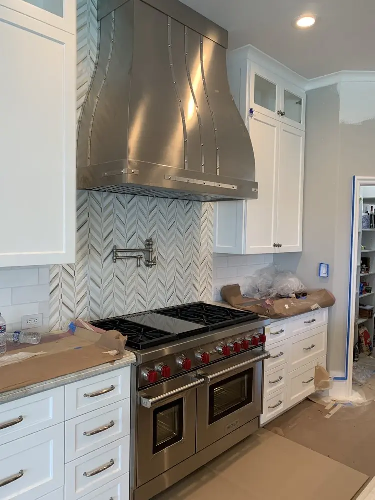 Wolf Range & Herringbone Hood Wall installation in Ladera Ranch