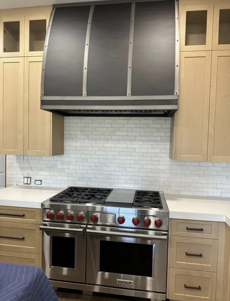 Wolf range and custom hood in Newport Coast